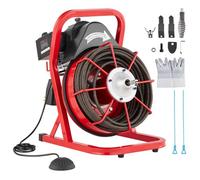 VEVOR Déboucheur Électrique de Canalisation 22,8 m x 1,27 cm Machine de Nettoyage de Tuyaux Alimentation Manuelle Nettoyeur de Tubes 370 W avec 4 Coupeurs, Commande à Pied par Air pour Tuyaux 5-10 cm
