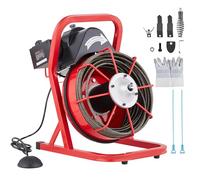 VEVOR Déboucheur Électrique de Canalisation 22,8 m x 9,5 mm Machine de Nettoyage de Tuyaux Alimentation Manuelle Nettoyeur de Tubes 250 W avec 4 Coupeurs, Commande à Pied par Air pour Tuyaux 5-10 cm