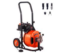 VEVOR Déboucheur Électrique de Canalisation 23 m x 12,7 mm Machine de Nettoyage de Tuyaux Alimentation Auto Nettoyeur Tubes Pro 4 Coupeurs Commande à Pied pour Tuyaux 2,54-10,16 cm WC Égouts Toilettes
