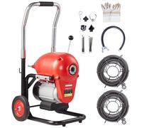 VEVOR Déboucheur Électrique de Canalisation 36,6 m x 3 cm Machine de Nettoyage de Tuyaux Alimentation Manuelle Nettoyeur de Tubes Drain 1100 W avec 6 Coupeurs, Contrôle CW/CCW pour Tuyaux 10-20,3 cm