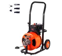 VEVOR Déboucheur Électrique de Canalisation Machine de Nettoyage Tuyaux Alimentation 30 m x 12,7 mm Auto Nettoyeur Tubes Pro 4 Coupeurs Commande à Pied pour Tuyaux 50-100 mm WC Égouts Toilettes