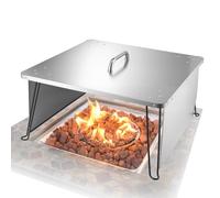 VEVOR Déflecteur de Chaleur pour Foyer 64,5 x 64,5 x 37 cm, Diffuseur de Chaleur Carré pour Brasero à Bois, Acier Inoxydable, avec 4 Pieds Pliables, Poignée, Pare-Chaleur de Brûleur, pour Feu de Camp