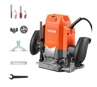 VEVOR Défonceuse 1200 W Défonceuse à Bois 6 Vitesses Variables pour Travail Bois, Finition, Bricolage, avec Démarrage Progressif, Base Plongeante, Capot Aspiration Poussière, Guide Parallèle, Filaire