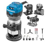 VEVOR Défonceuse Électrique 710 W Affleureuse à Bois avec 4 Bases Fixe+Inclinable+Plongeante+Décalée, Routeur Vitesse Variable 10000-30000 tr/min avec Pince pour Rainurage Formage Sculpture du Bois