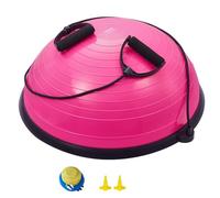 VEVOR Demi-ballon d’Exercice 62 cm, Ballon d'Équilibre Charge 300 kg, Station d'Équilibre avec Bande de Résistance et Pompe à Pied, Entraînement Complet du Corps, pour Domicile, Gym, Yoga, Rose