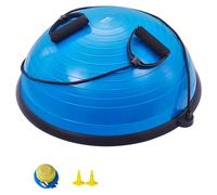 VEVOR Demi-ballon Fitness 62 cm, Ballon d'Équilibre Capacité 300 kg, Station d'Équilibre avec Bande de Résistance et Pompe à Pied, Entraînement Complet du Corps, Domicile, Gym, Gymnastique, Bleu