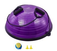 VEVOR Demi-ballon Fitness 62 cm, Ballon d'Équilibre Charge 300 kg, Station d'Équilibre avec Bande de Résistance et Pompe à Pied, Entraînement Complet du Corps, Domicile, Gym, Gymnastique, Violet