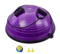 VEVOR Demi-ballon Fitness 62 cm, Ballon d'Équilibre Charge 300 kg, Station d'Équilibre avec Bande de Résistance et Pompe à Pied, Entraînement Complet du Corps, Domicile, Gym, Gymnastique, Violet