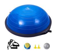 VEVOR Demi-ballon Fitness 66 cm, Ballon d'Équilibre Capacité 680 kg, Station d'Équilibre avec Bande de Résistance et Pompe à Pied, Entraînement Complet du Corps, Domicile, Gym, Gymnastique, Bleu