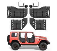 VEVOR Demi-Portes Tubulaires pour Jeep, Kit de 4 Portes avec Rétroviseurs, Compatible avec Jeep Wrangler JL 2018-2026 et Gladiator JT 2020-2026, Portières pour Tout-Terrain avec Poches de Rangement