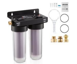 VEVOR Déminéralisateur d'Eau pour Rinçage Auto sans Traces, Système d'Eau Désionisée avec Résines avec Indicateur Coloré 2x0,5 L, Unité de Déminéralisation pour Véhicules Camping-cars Motos Vitres