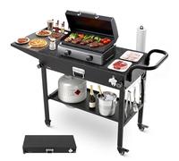 VEVOR Desserte de Jardin pour Plancha Pliable, Chariot de Barbecue Plan de Travail 78,7x43,2 cm, pour Préparation de Cuisine BBQ Extérieur, avec Porte-essuie-tout, Crochets et Tablette Latérale