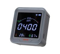 VEVOR Détecteur CO2 400-5000 ppm Moniteur Dioxyde de Carbone Qualité de l'Air avec Affichage Température Humidité, Capteur NDIR 4,5 m, Léger Portable, pour Chambre, Maison, Bureau, Voiture