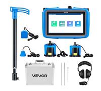 VEVOR Détecteur de Fuite d'eau Canalisations Profondeur 0,5-5 m, 1-10000 Hz, Écran Tactile LCD, avec 4 Capteurs, 3 Sondes d'Écoute, Casque, Carte SD 8 Go, Étui Transport, pour Plomberie Souterraine