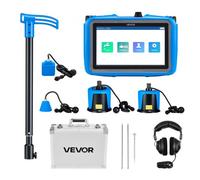 VEVOR Détecteur de Fuite d'Eau Canalisations Profondeur 0,5-5 m, 1-10000 Hz, Écran Tactile LCD, avec 4 Capteurs, 3 Sondes d'Écoute, Casque, Carte SD 8 Go, Étui Transport, pour Plomberie Souterraine