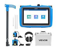 VEVOR Détecteur de Fuite Eau Canalisations Souterraines Extérieur Profondeur 5 m, 1-10000 Hz, Écran Tactile LCD, avec Capteur Moyen et Grand, 3 Sondes Écoute, Casque, Étui Transport, pour Plomberie