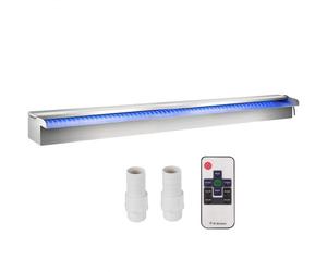 VEVOR Déversoir à cascade piscine 90x11,5x8 cm fontaine chute d'eau de piscine acier inox avec bande LED colorée, connecteur de tuyau, télécommande, résistant à corrosion pour étang, jardin extérieur