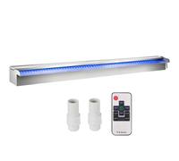 Déversoir Cascade Piscine LED Coloré Acier Inoxydable 90x11,5x8cm Connecteur Tuyau