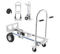 VEVOR Diable 2 en 1 Diable Pliant Convertible en Chariot pour Déménagement Manutention Domicile, Bureau, Entrepôt, Supermarché, Capacité Charge 453,6 kg sur 4 Roues, avec Poignée, Roues Antidérapantes