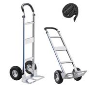 VEVOR Diable Déménagement Capacité de Charge 226,9 kg Diable Robuste Portable en Alliage Aluminium avec Roues, Poignée Antidérapante, Sangle d'Arrimage, pour Manutention Domicile Bureau Entrepôt