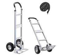 VEVOR Diable Déménagement Capacité de Charge 226,9 kg Diable Robuste Portable en Alliage Aluminium avec Roues, Poignée Antidérapante, Sangle d'Arrimage, pour Manutention Domicile Bureau Entrepôt