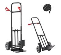VEVOR Diable Déménagement Capacité de Charge 272,1 kg Diable Robuste Portable en Acier Allié avec Roues, Poignée Télescopique, Sangle d'Arrimage, pour Manutention Domicile Bureau Entrepôt Supermarché