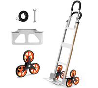 VEVOR Diable Escalier 150 kg Chariot Monte Escalier à Poignée Télescopique Diable Pliant en Alliage d'Aluminium pour Transport Entrepôts Déménagement avec 6 Roues Monte-escaliers 2 Tendeurs Élastiques