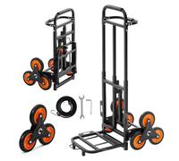 VEVOR Diable Escalier Charge 100 kg Chariot Monte Escalier à Poignée Télescopique Diable Pliant Robuste pour Transport Entrepôt Déménagement Bureau avec 6 Roues Monte-escaliers 2 Tendeurs Élastiques