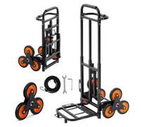 VEVOR Diable Escalier Charge 100 kg Chariot Monte Escalier à Poignée Télescopique Diable Pliant Robuste pour Transport Entrepôt Déménagement Bureau avec 6 Roues Monte-escaliers 2 Tendeurs Élastiques