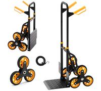 VEVOR Diable Escalier Charge 150 kg Chariot Monte Escalier à Poignée Télescopique Diable Pliant Robuste pour Transport Entrepôt Déménagement Courses avec 6 Roues Monte-escaliers 2 Tendeurs Élastiques