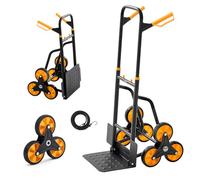 VEVOR Diable Escalier Charge 200 kg Chariot Monte Escalier à Poignée Télescopique Diable Pliant Robuste pour Transport Entrepôt Déménagement Bureau avec 6 Roues Monte-escaliers 2 Tendeurs Élastiques