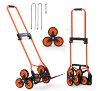 VEVOR Diable Escalier Charge 54 kg Chariot Monte Escalier à Poignée Télescopique Diable Pliant Portable pour Transport Entrepôt Déménagement Bureau avec 6 Roues Monte-escaliers 2 Tendeurs Élastiques