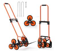 VEVOR Diable Escalier Charge 54 kg Chariot Monte Escalier à Poignée Télescopique Diable Pliant Portable pour Transport Entrepôt Déménagement Bureau avec 6 Roues Monte-escaliers 2 Tendeurs Élastiques