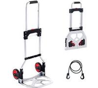VEVOR Diable pliable, 79,8 kg de charge, chariot portable en aluminium, diable convertible et chariot avec poignée télescopique et roues en caoutchouc, ultra léger et très résistant