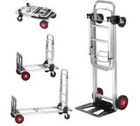 VEVOR Diable Pliant en Aluminium 2-en-1 Diable Chariot de Déménagement de Manutention Charge 181 kg Diable Convertible en Chariot à Plate-forme Roues Caoutchouc pour Transport Entrepôt Marchandises