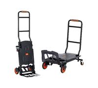 VEVOR Diable Pliant en Aluminium 2-en-1 Diable Chariot de Déménagement de Manutention Charge 136 kg Diable Convertible en Chariot à Plate-forme Roues Caoutchouc pour Transport Entrepôt Marchandises