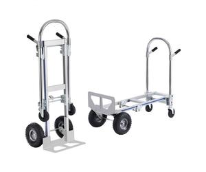 VEVOR Diable Pliant en Aluminium 2-en-1 Diable Chariot de Déménagement de Manutention Charge 363 kg Diable Convertible en Chariot à Plate-forme Roues Caoutchouc pour Transport Entrepôt Marchandises