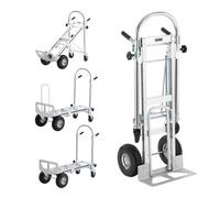 VEVOR Diable Pliant en Aluminium 4-en-1 Diable Chariot de Déménagement de Manutention Charge 454 kg Diable Convertible en Chariot à Plate-forme Roues Caoutchouc PU pour Transport Entrepôt Marchandises