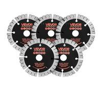 VEVOR Disque Diamant 125 mm Lot de 5, Disque à Tronçonner pour Rainureuse Murale, Alésage 20 mm, Segments Diamantés, Noyau en Acier 65Mn, Coupe à Sec et Humide pour Béton, Pierre, Brique et Ciment