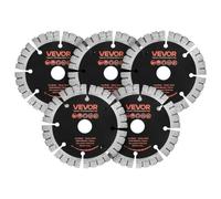 VEVOR Disque Diamant 125 mm Lot de 5, Disque à Tronçonner pour Rainureuse Murale, Alésage 20 mm, Segments Diamantés, Noyau en Acier 65Mn, Coupe à Sec et Humide pour Béton, Pierre, Brique et Ciment