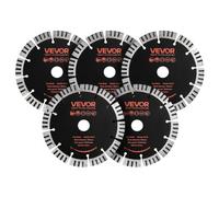 VEVOR Disque Diamant 160 mm Lot de 5, Disque à Tronçonner pour Rainureuse Murale, Alésage 22,2 mm, Segments Diamantés, Noyau en Acier 65Mn, Coupe à Sec et Humide pour Béton, Brique, Ciment et Pierre
