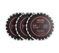 VEVOR Disque Diamant 359 mm Lot de 3, Disque à Tronçonner pour Scie à Béton, Maçonnerie, Brique, Granit et Pierre, Alésage de 25,4 mm, Segments Diamantés, Noyau en Acier 65Mn, Coupe à Sec et Humide