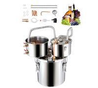 VEVOR Distillateur Alambic 11,4 L, Distillateur d'Alcool et d’Eau en Inox, Chaudière à Spiritueux avec Refroidissement par Serpentin, Double Condensateur avec Distillation Secondaire, Kit de Brassage