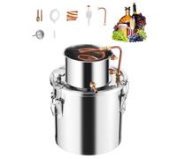 VEVOR Distillateur Alambic 19 L, Chaudière à Spiritueux en Inox, Distillateur d'Alcool et d’Eau avec Serpentin en Cuivre et Thermomètre, Kit de Brassage Fermentation Vin Whisky Brandy, Maison