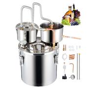 VEVOR Distillateur Alambic 19 L, Distillateur d'Alcool et d’Eau Inox, Chaudière à Spiritueux avec Serpentin en Cuivre, Double Condensateur avec Distillation Secondaire, Kit de Brassage Whisky Brandy