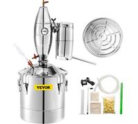 VEVOR Distillateur Alambic 30 L Chaudière à Spiritueux en Acier Inoxydable Kit de Pot de Brassage Distillation Thermomètre Pompe de Circulation d'Eau Tour de Redressement Pratique pour Fermentation