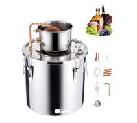 VEVOR Distillateur Alambic 30 L, Chaudière à Spiritueux en Inox, Distillateur d'Alcool et d’Eau avec Serpentin en Cuivre et Thermomètre, Kit de Brassage Fermentation Vin Whisky Brandy, Maison