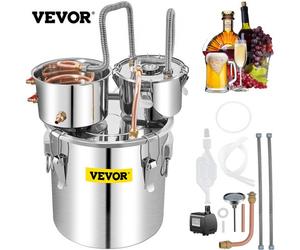 VEVOR Distillateur Alambic 50 L Chaudière à Spiritueux Acier Inoxydable 6,92 kg Kit de Pot de Brassage Φ40 x 40 cm Refroidissement Rapide avec Pompe à Eau d'Économie d'Énergie pour Fermentation d'Eau