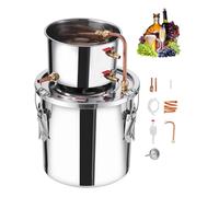 VEVOR Distillateur Alambic 11,4 L, Chaudière à Spiritueux en Acier Inoxydable, Distillateur d'Alcool et d’Eau avec Serpentin en Cuivre, Kit de Brassage Fermentation Vin Whisky Brandy, Maison, Argenté