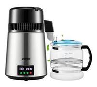 VEVOR Distillateur d'eau 4L, 750W de puissance, vitesse de distillation rapide, construction en acier inoxydable sécurisée, Argent Argent